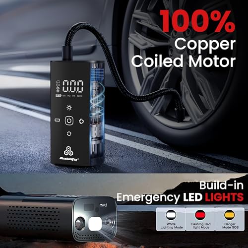 Image of Autofy AirBit 2 Years WARRANT'Y Dual Power Mode Battery & Corded [22mm Cylinder Most Heavy Duty] 140PSI Car Tyre Inflator Pump - 90W Copper Motor - 4500mAh Mobile Power Bank - 4 Mins Fast Inflation