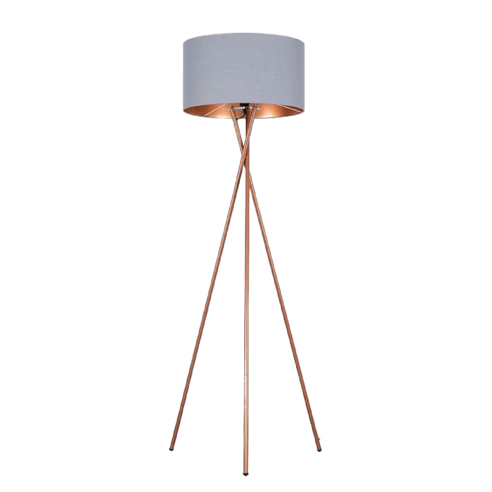 Minisun Grey/Copper | Modern Metal Tripod Floor Lamp With A And Shade | Floor Lamps & Torchieres, Home Décor & Improvement Essential | Includes 6W Led E27 Light Bulb