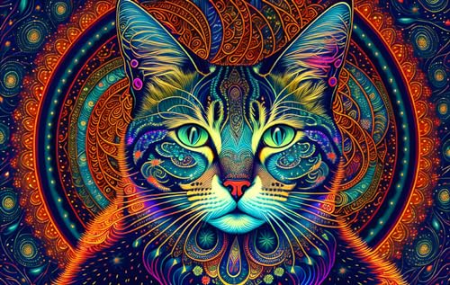 Portrait symétrique d'un chat sur toile SERENDIPITP pour salon moderne 58x90