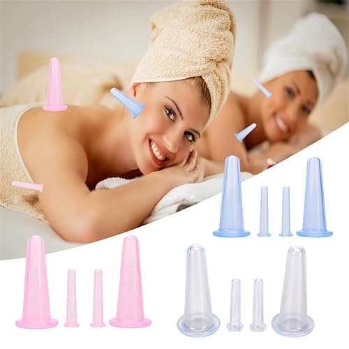 Miniatura 8 de Erioctry Juego de 4 tazas de silicona para masaje facial transparente para ojos y rostros, kit de tazas de masaje para levantar masajes, cara y