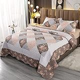 Qucover Colcha Bouti para Cama y Sofá Cubrecama de Patchwork Acolchado de Microfibra Cama 135 Manta Multiuso de Patchwork 220x240cm