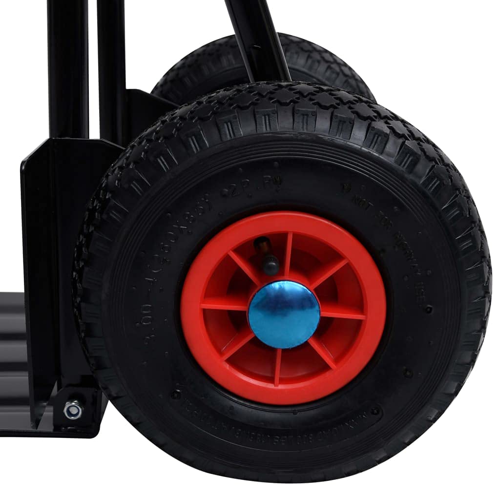 vidaXL Carrito de Mano Telescópico Manual Plataforma Plegable Soporte Transporte Elevada Portátil Sacos Carretilla de Carga 200 kg Negro y Rojo