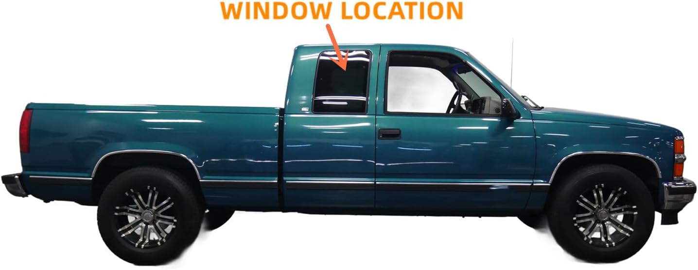 Movable Passenger/Right Side Quarter Window Glass W/Frame & Latch Replacement for Chevrolet/GMC Pickup C 1500 K1500 1988-1999 / C2500 C3500 K2500 K2500 1988-2000 2-Door Extended Cab