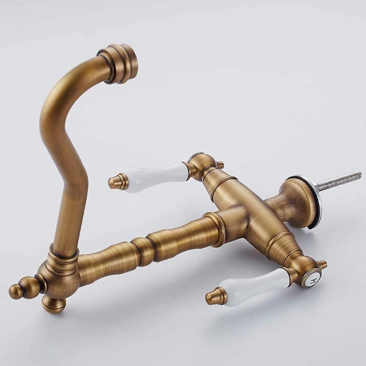 Grifo Mezclador De Baño De Cocina Retro Tradicional Grifo De Doble Manija De Latón Macizo para Cocina Agua Caliente Grifo De Agua Fría