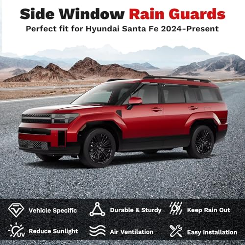 Image of Canvcle Santa Fe Rain Guards - Window Visors for Hyundai Santa Fe 2024-2026
