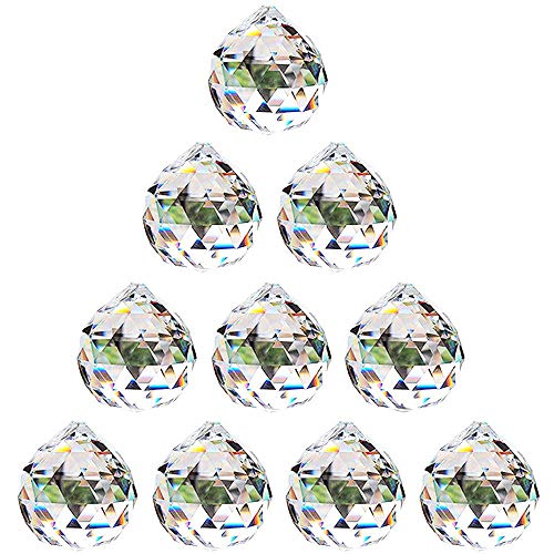 Nuptio 30mm Prisma de Bola Octogonal de Cristal Transparente 10 Piezas   Cuelgan Facetadas Suncatcher Colgante para Lámpara de Techo, Feng Shui, Casa de la Boda, Decoraciones de Oficina