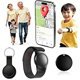 GPS Tracker for Elderly People, Real-Time GPS Tracking Device for Kids, Wearable Wristband & Keychain Design, No Monthly Fee/No SIM Card,for iOS Find My（A-MFi Certified） Long STBY,IP68 WP,Lightweight