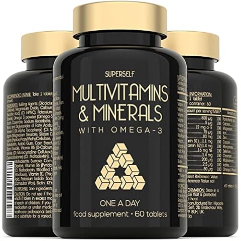 Multivitamins and Minerals with Omega 3 - Multivitamin Tablets for Men & Women - Multi Vitamins for Adults with Iron, Zinc, Vitamin D, C, B Complex - Complete 26 Key Nutrients - 60 Tablets - UK Made Cover