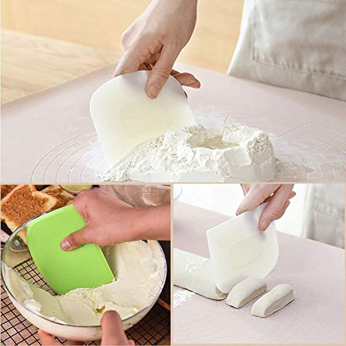 Teigschaber Teigschaberkarte Silikon,Dough Scraper card Spatelset für Kuchen, Pizza, Brotschneiden, Küchenbedarf für Brot Backen Kuchen Enthusiasten Anfänger Profi Bäcker (Weiß+Grün) 5