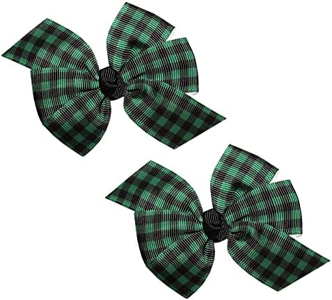 Baby Girl Buffalo Plaid Headband - Red & Black Hair Bow With Stretch Band