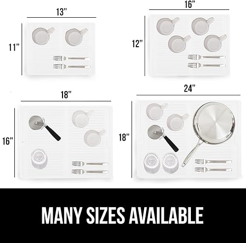 Miniatura 5 de GORILLA GRIP Tapete de secado de platos de silicona patentado 100% libre de BPA para encimera de cocina, 18 x 16 pulgadas, diseño acanalado para