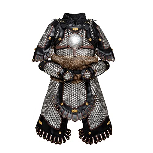 PHYNEDI Armor Tactical Equipment Shoulder Pauldron Armor Skirt Crotch Protector Guards, Medieval Warrior Knight Samurai Combat Protector Defense Gear Cosplay Full Set