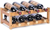 FOSTERSOURCE 2-Tier Bamboo Wine Rack for 8 Bottles - Natural Countertop Freestanding Shelf