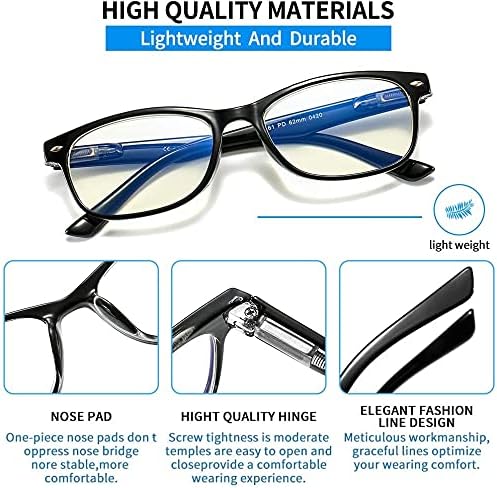 SUERTREE Reading Glasses Blue Light Blocking 3 Pack, Anti UV Ray Eyeglasses For Men Women Computer Reading, Anti Glare Eye Protection Spring Hinge, Readers Aid, Black, 1.5X
