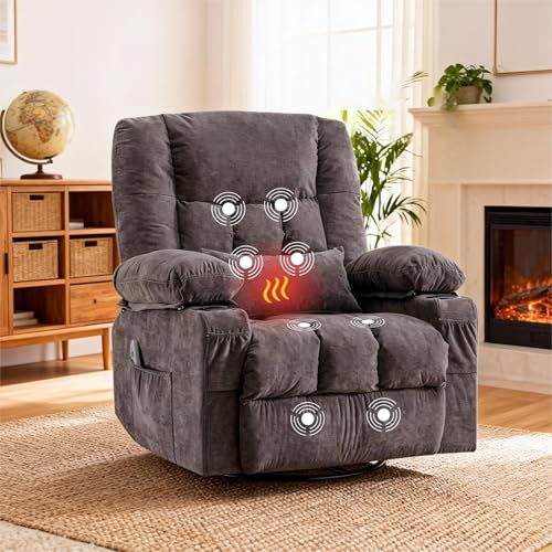 MAHOMICO Recliner Chair with Cup Holders for Living Room Single Seat Manual Oversized Recliner with Ergonomic, Side Pocket for Adult