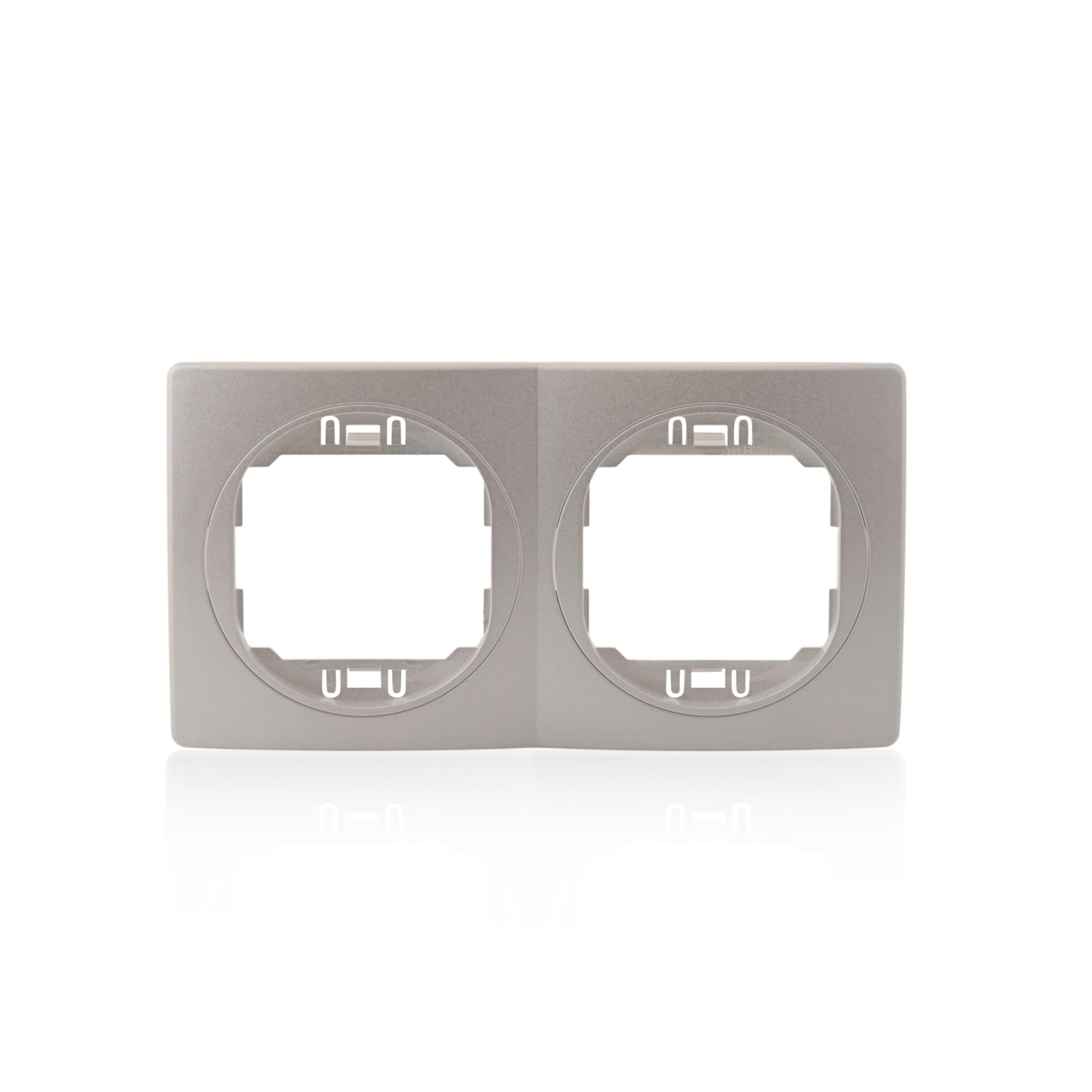 2x Datenbuchse Nobilis Set, Silber 2xRJ45 Cat 6 FTP, Ø 60 mm & 2-fach Rahmen 80x151mm ABS, horizontal