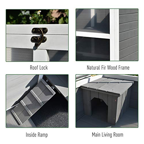 image for PawHut 2-Story Large Wooden Rabbit Hutch Pet House Bunny Cage Small An