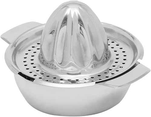 Miniatura 4 de Home Basics Exprimidor manual de cítricos de acero inoxidable con colador, 2 boquillas de vertido y tazón de 8 onzas, cromado