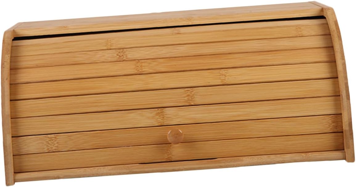 Wooden Bread Box Lid Storage Box for Kitchen Countertop, Natural Wood Bread Basket for Home Food Organization and Pastry Storage