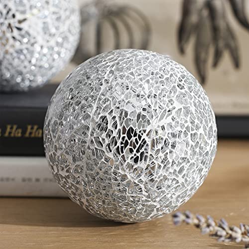 East Creek Decorative Orbs Set Of 5 Glass Mosaic Sphere Balls Diameter 3.3" For Bowls, Vases And Table Centerpieces (Mirror) #TOP4
