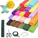 24 Colors, Crepe Paper, Crepe Paper Roll, Papel Crepe, 10 X 98 in, Includes Wreath, Scissors, Double Sided...