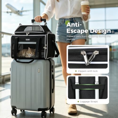 Lekereise Top and Side Expandable Pet Carrier 18x13x9.5 Inch Southwest Frontier Airline Approved Soft Sided Underseat Travel Carriers for Small Dogs Cats with Locking Safety Zippers Anti-Scratch Mesh — 사진 5