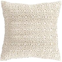 SARO LIFESTYLE Smocked Design Cotton Down Filled Throw Pillow, 20", Ivory