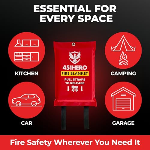 Image of Emergency Fire Blanket - 2 Pack, Triple Certified, Comfort Weave Skin-Safe Fiberglass, Fire Blankets for Kitchen, Home & Outdoor Use. Multipack Safety for RV, Car, Camping, Preparedness Kits