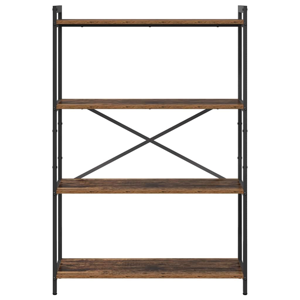Pequeña estantería de madera envejecida, 80 x 30 x 120 cm, de madera con marco de acero negro, diseño moderno y robusto, para salón, oficina, hogar, oficina