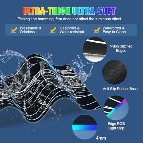 Image of Mouse Pad with Foldable Phone Holder & Wireless Charger, XL RGB Gaming Mousepad 31.5 inchx11.8 inch Large Desk Mat for Keyboard, Home Desk Pad with Dual Qi Charging Station | 11 Colors & 5 Modes | Waterproof