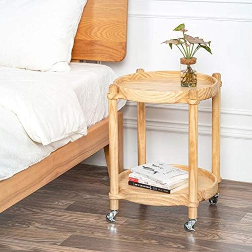 Telephone Table, Solid Wood Storage Rack，2-Tier Pallet Side Table，Outdoor & Indoor Drink Snack Coffee Table Telephone Table，2 Colors(Size:16.53 16.53 21.65in,Color:Wood C