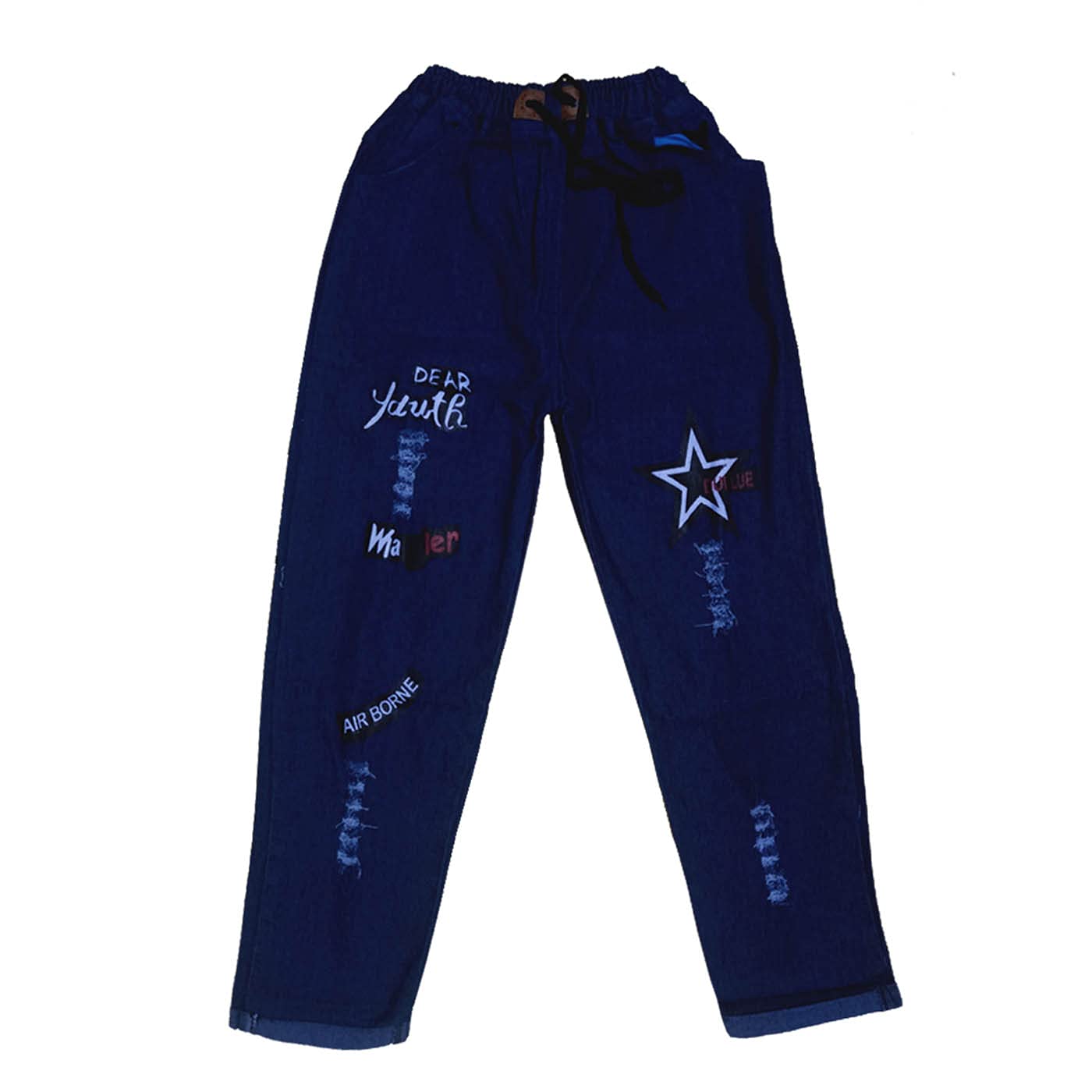 R2G Girls Denim Joggers/Track Pants/Jeans Pants (DSummerDStarDDoggy, Blue, 13-14 Years) Pack of3 1