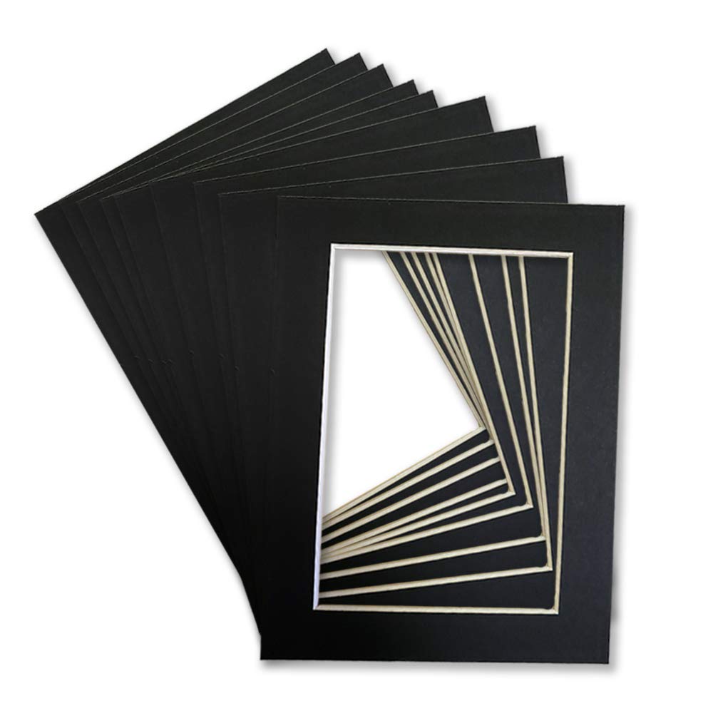 Picture Frame Factory Outlet - 5x7 Black Pre-Cut Picture Mat with Black Core Bevel Cut for 4x6 Photo (4)