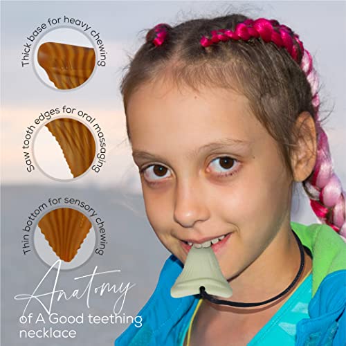 Mommy's Touch Shark Tooth Silicone Teething Necklaces - Sensory Chew Toys For Special Needs Kids & Aggressive Chewers - Soothing, Calming Teethers For Toddlers - Black, White & Wood Design - 3-Pack #TOP7