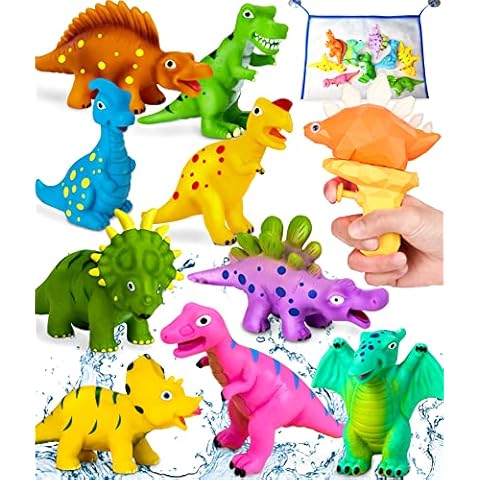 COOJOMMY Baby Bath Toys, Dinosaur Bath Toys Kids Bath Toys Baby Water Toys Toddlers Bath Toy Storage Baby Bath Toy Tidy Bath Toy Organiser No Mould Bath Toys Bath Squirters Bath Animals Babies Gift Cover