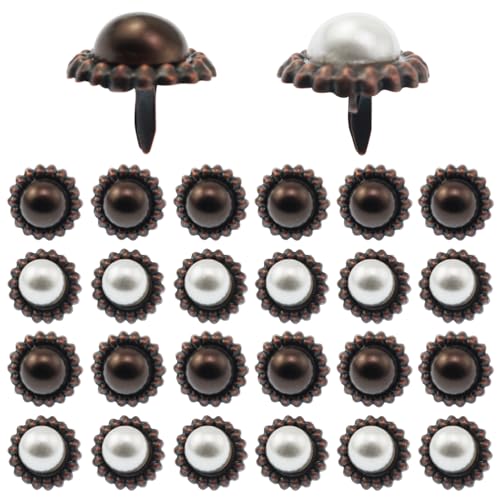 yyangz 50PCS Vintage Lace Pearl Studs Lace Pearl Bi-Pods Decorative Bi Pods Used for Inserting and Securing Paper Crafts Scrapbooking Photos Decorative Items