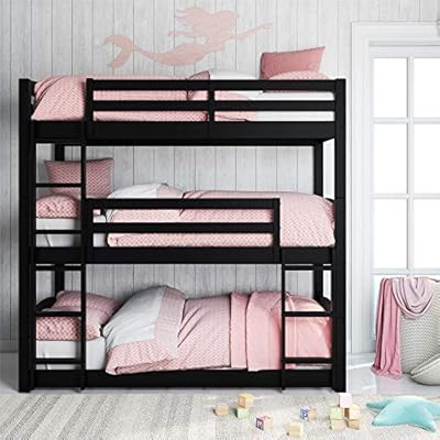 triple bunk beds with stairs and storage