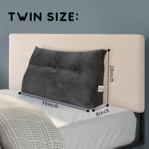 Idee-Home Triangular Headboard Pillow Day Bed Back Wege Pillow, Bolster Reading Back Rest Pillow Shredded Foam Insert Daybed Backrest Positioning Support Cushion Large With Washable Cover Twin #TOP4