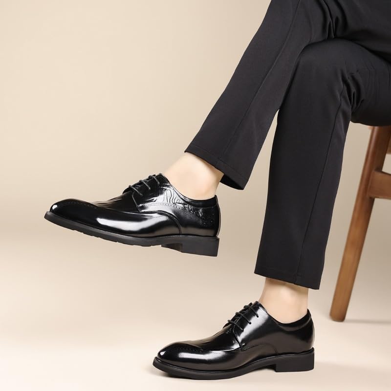 Men's Oxford Leather Shoes Casual Shoes for Daily Wear Business Formal Shoes Round Toe Low Top Flat Comfortable Breathable Rubber Sole