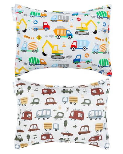 Image of ALVABABY Toddler Pillowcases 2 Pack Organic Cotton Fit 13 inchx 18 inch or 12 inchx16 inch Kids Pillow Cover Envelope for Girl Boy Travel(Pillowcase Only)