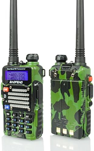 Baofeng Radio US Green/Camo BF-F9 V2+ 5Watt Tri-Power (1/4/5w) Dual-Band 145-155/400-520 MHz FM Ham Two-way Radio Transceiver (BFF9V2GREEN)