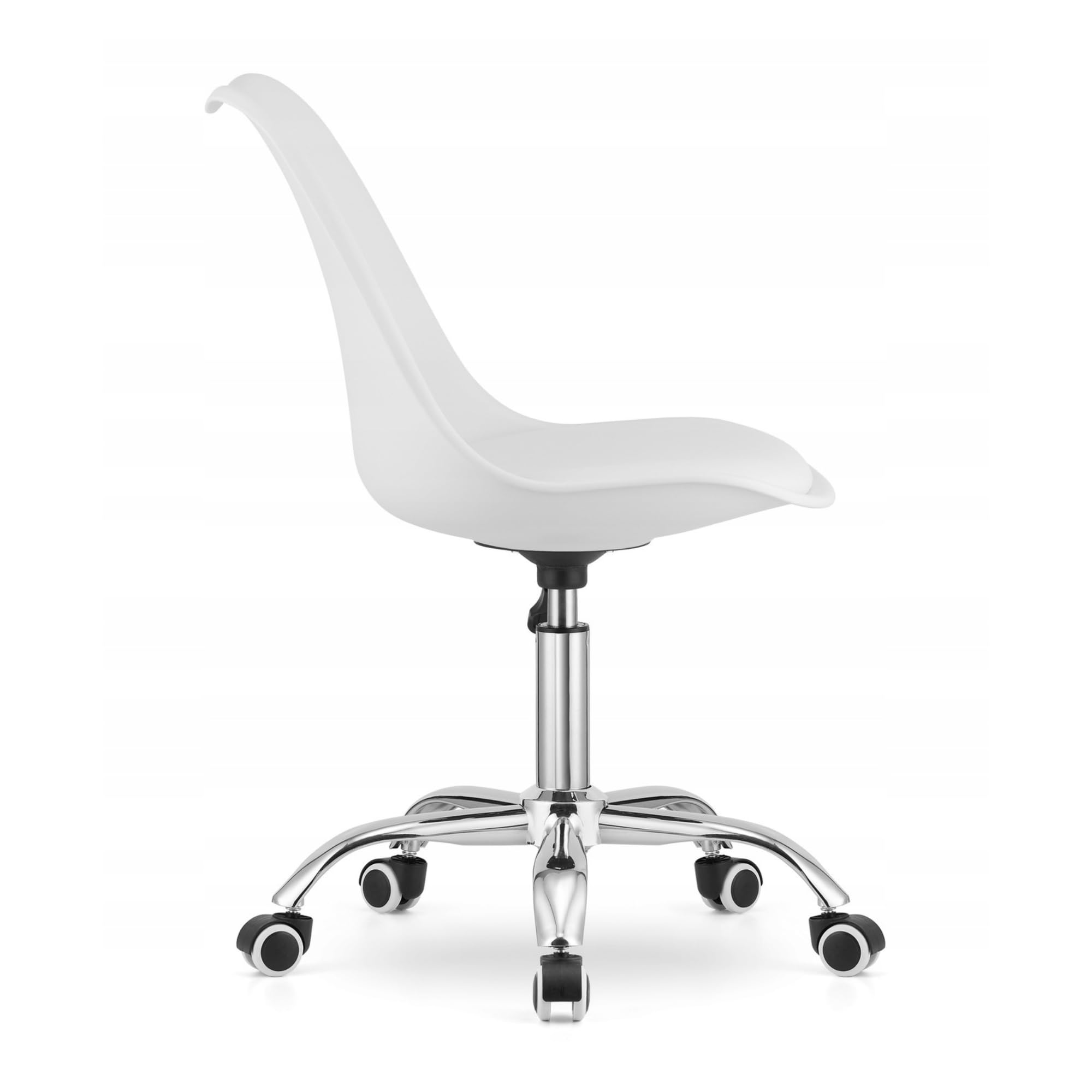 Pack 2 Silla de Oficina Blanca con Ruedas Giratorias, Altura Regulable 70-91 cm, Asiento Acolchado de Espuma y Respaldo Ergonómico, Tapizado PVC Fácil de Limpiar, para Escritorio, Estudio y Trabajo