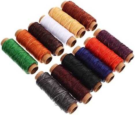 Ciieeo 12-Color Waxed Linen Thread Sewing Cord Set Thimble and Needles ...
