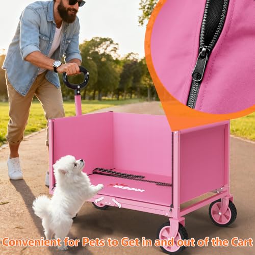 YACONA 3 in 1 Wagons Carts Foldable, 360LBS Lightweight Wagon with All Terrain Wheels, Collapsible Wagon Cart for Grocery, Camping, Beach, Garden & Sports - Thumbnail 5