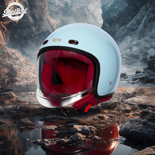 Image of Steelbird SBH-67 Retro 5.0 DOT and ISI Certified Open Face Helmet for Men and Women
