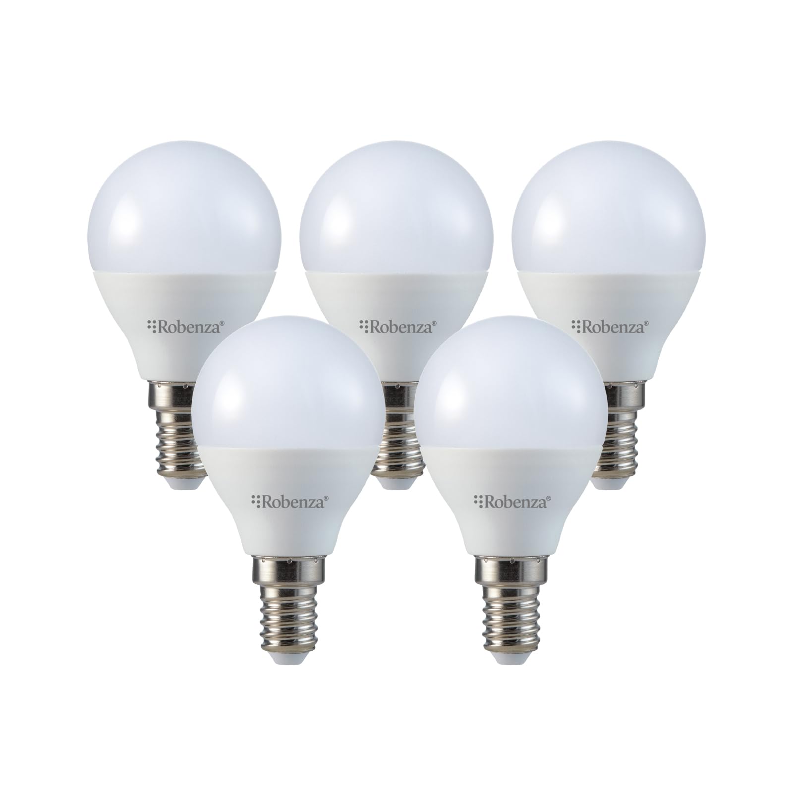 Robenza E14 LED Golf Ball Light Bulb, 6.5W (50W Equivalent), 600lm Daylight 6500K, SES Small Edison Screw G45, Energy Saving Non-Dimmable LED Bulb, 220–240V, Long Life Ceiling Light – Pack of 5