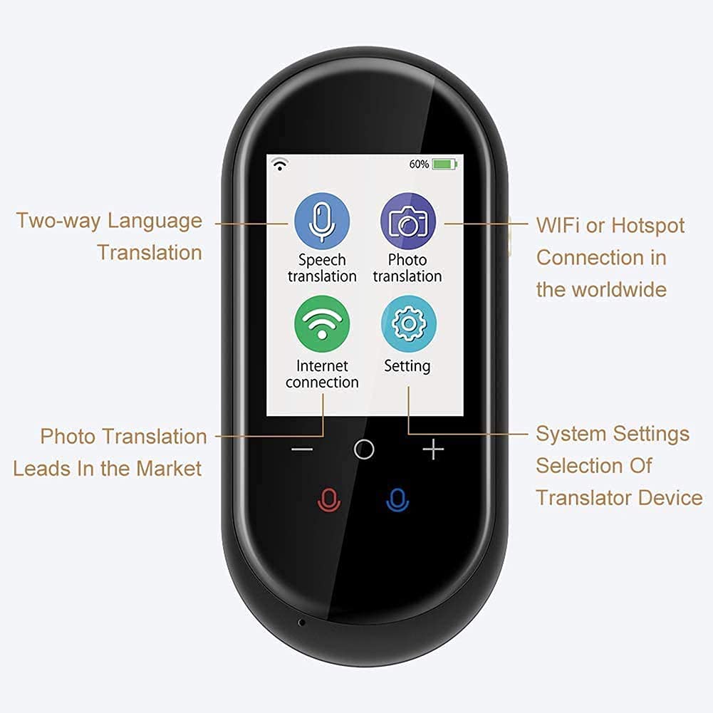 Urządzenie do tłumaczenia języka z tłumaczeniem kamery Połączenie słuchawek Bluetooth Ekran 2,4 cala 106 języków Rodzina tłumaczeń dwugłosowych Comfortable anniversary