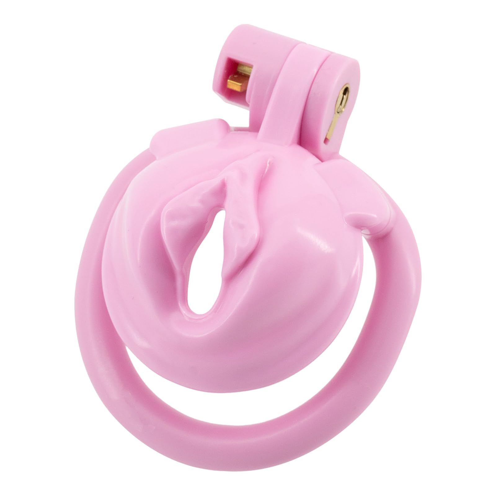 BDSMJOY Chastity cage con 4 Cock rings, Forma delle labbra cock cage per sissy, Gabbia di castità per pene piccolo, gabbia castità per uomo, gabbietta di castità per uomo (Rosa)