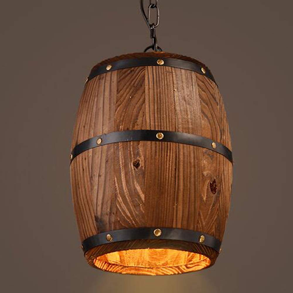 Lámpara colgante barril de madera para solucionar la iluminación fría con estilo retro industrial