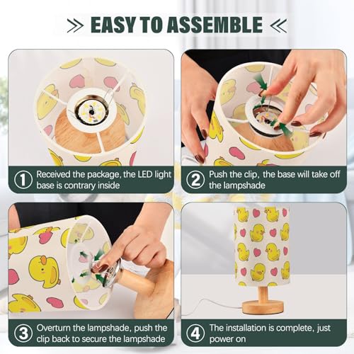 Lámpara de mesa pequeña con pato amarillo para dormitorio miniatura 4